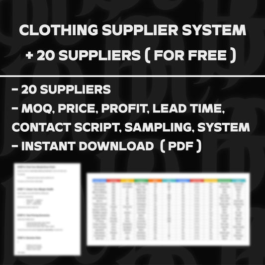 Clothing Supplier System + 20 SUPPLIERS ( FOR FREE ) - PDF