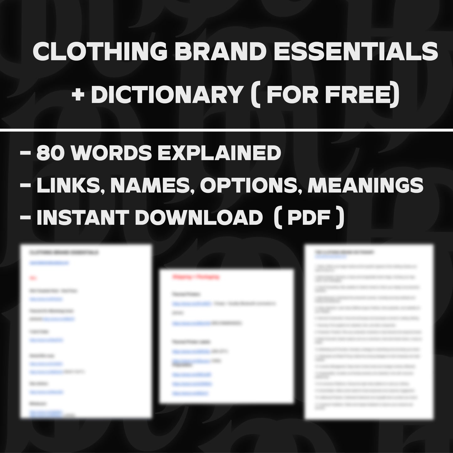 Clothing Brand Essentials + Dictionary ( FOR FREE)